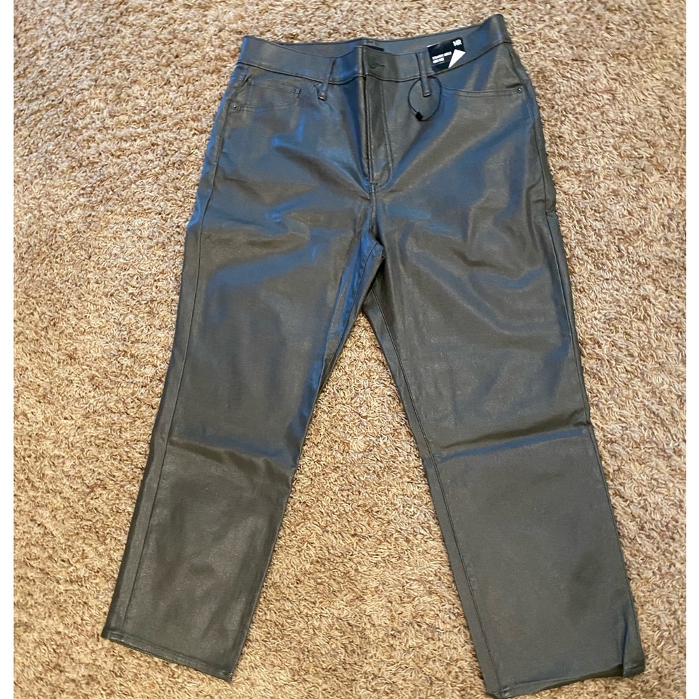NWT - Express Straight Ankle High Rose Faux Leather Pants